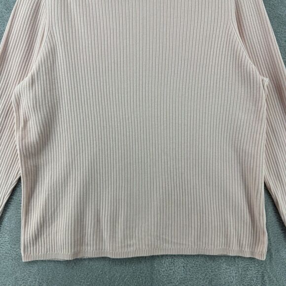Talbots Sweater Womens Plus 2X Peach Rib Knit Mock Neck Snap Buttons Long Sleeve - Picture 4 of 14